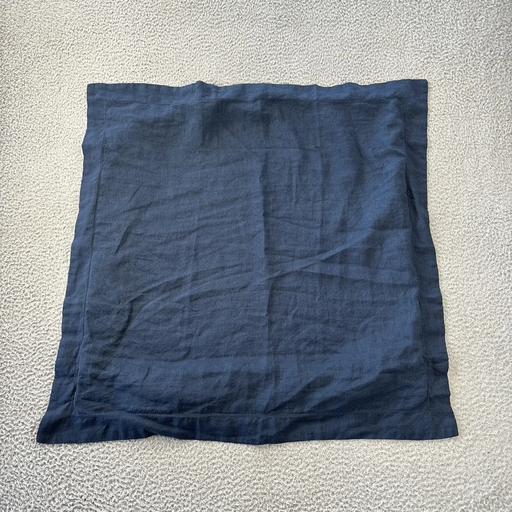Pottery Barn Euro Sham 26x26 (1) Navy Blue 100% Linen Minimalist Coastal